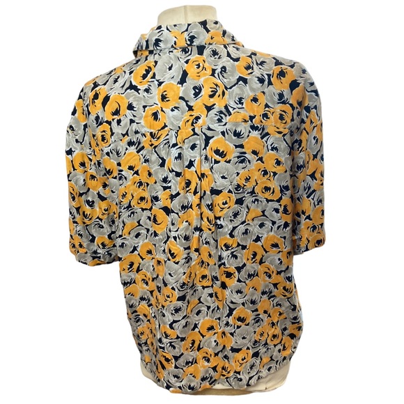 Vintage Yellow Rosy Floral Button Up Blouse - Picture 2 of 7